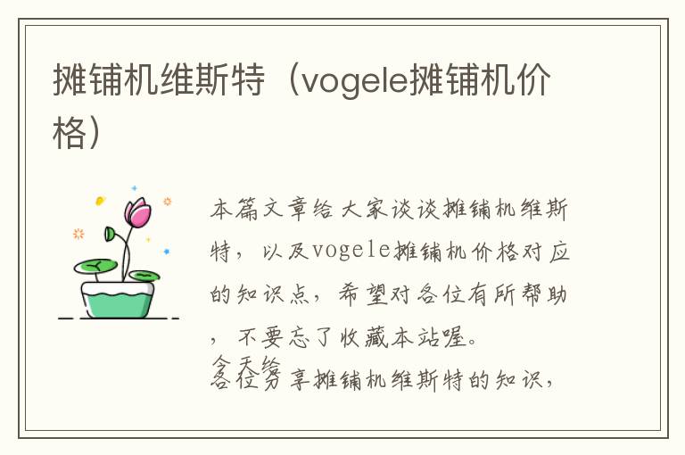 摊铺机维斯特（vogele摊铺机价格）