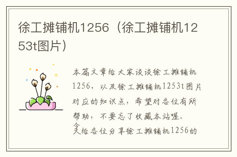 徐工摊铺机1256（徐工摊铺机1253t图片）