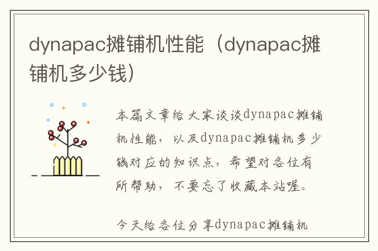 dynapac摊铺机性能（dynapac摊铺机多少钱）