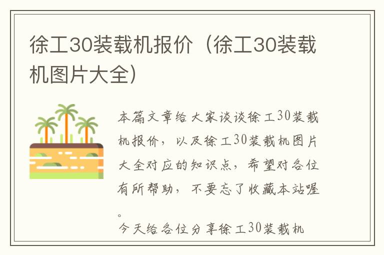 徐工30装载机报价（徐工30装载机图片大全）