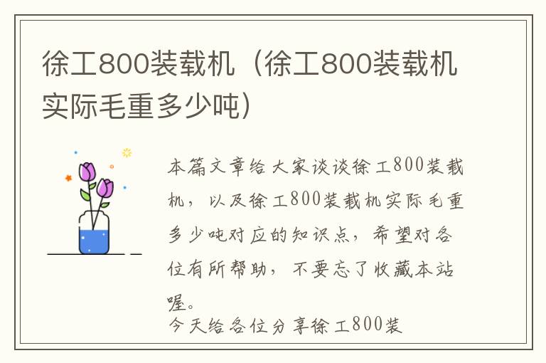 徐工800装载机（徐工800装载机实际毛重多少吨）