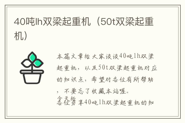 40吨lh双梁起重机（50t双梁起重机）