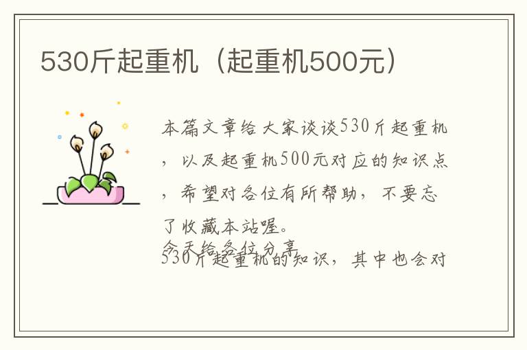 530斤起重机（起重机500元）