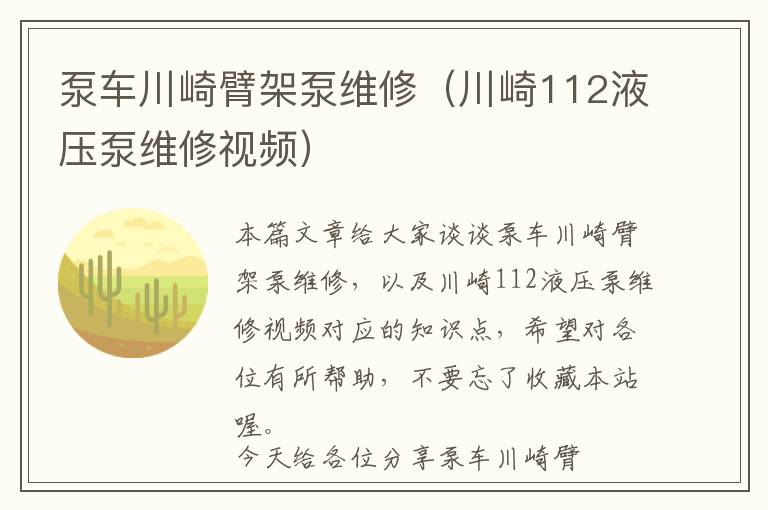 泵车川崎臂架泵维修（川崎112液压泵维修视频）