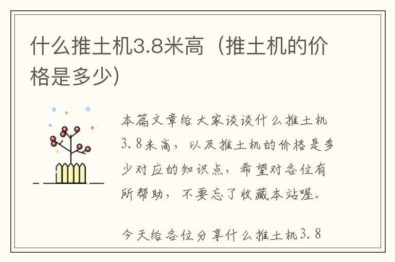 什么推土机3.8米高（推土机的价格是多少）