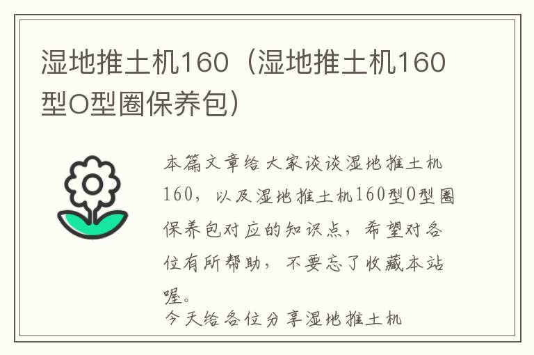 湿地推土机160（湿地推土机160型O型圈保养包）