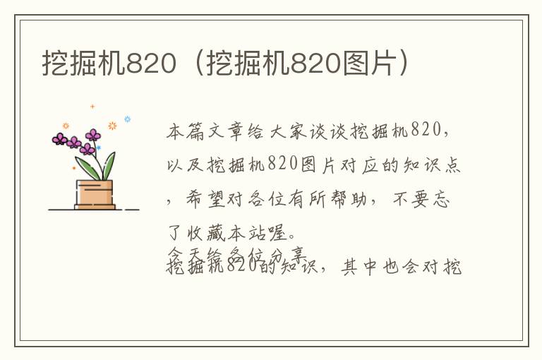 挖掘机820（挖掘机820图片）