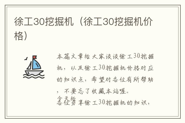 徐工30挖掘机（徐工30挖掘机价格）