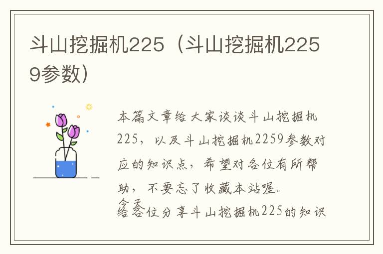 斗山挖掘机225（斗山挖掘机2259参数）