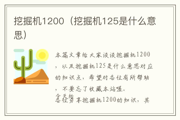 挖掘机1200（挖掘机125是什么意思）