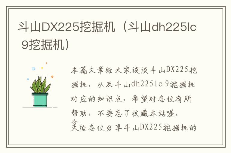 斗山DX225挖掘机（斗山dh225lc 9挖掘机）