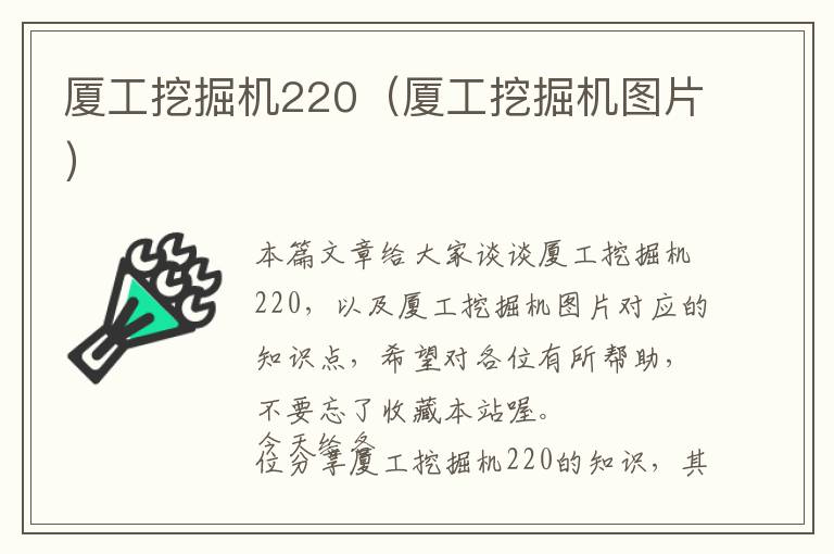 厦工挖掘机220（厦工挖掘机图片）