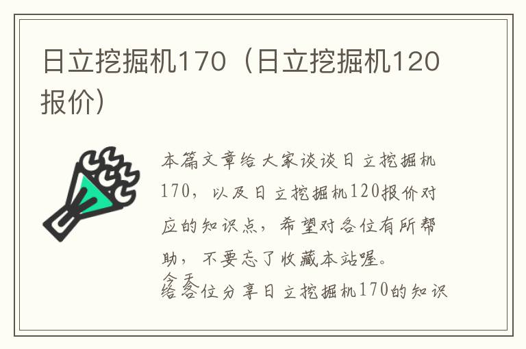 日立挖掘机170（日立挖掘机120报价）