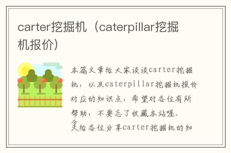 carter挖掘机（caterpillar挖掘机报价）