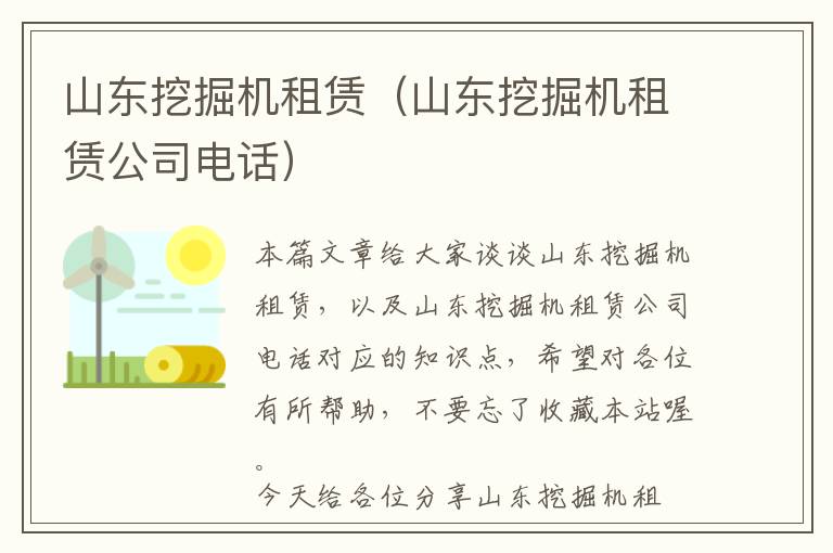 山东挖掘机租赁（山东挖掘机租赁公司电话）